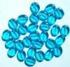 30 12mm Transparent Aqua Flat Oval Beads